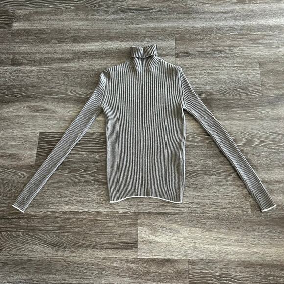 EUC By Malene Birger Reyne Ribbed Merino Wool Turtleneck Taupe Sweater Sz Large - Picture 3 of 16